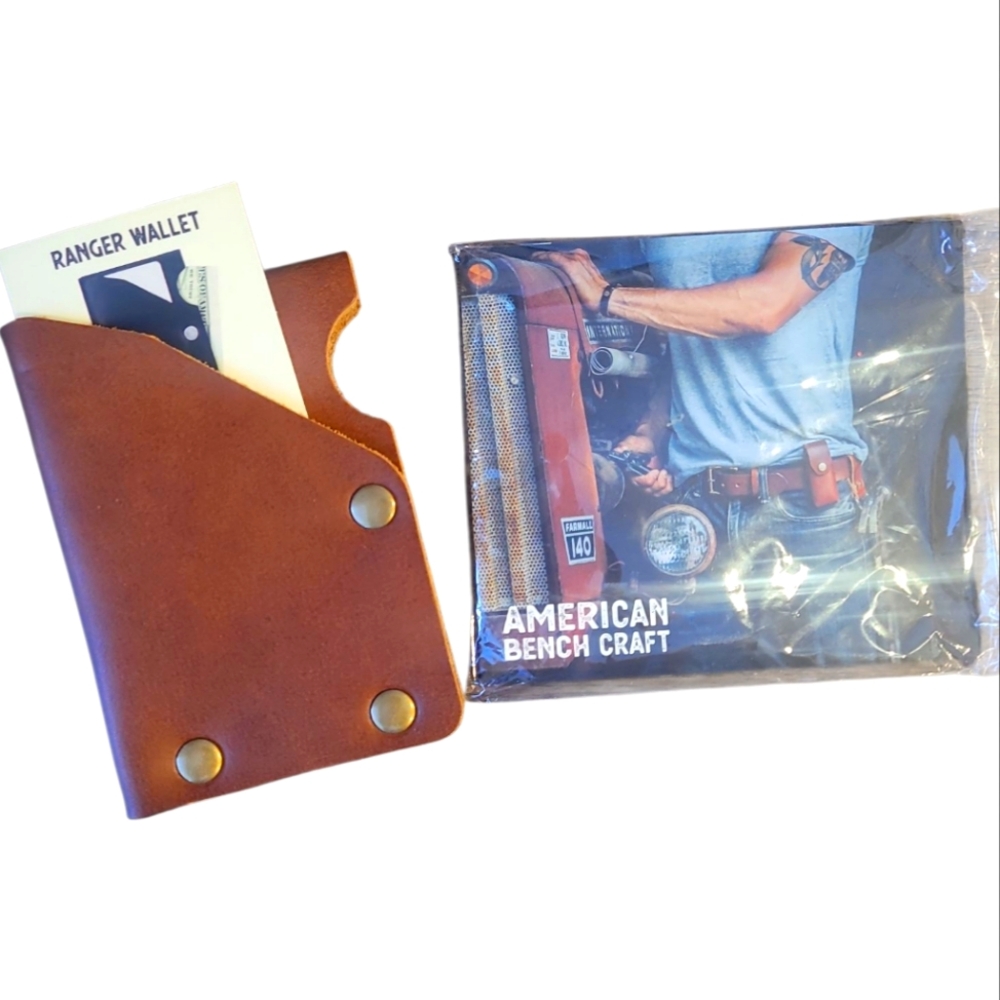 American Bench Craft Brown Leather Ranger Wallet Minimalist Thin
